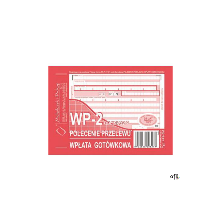 449-5M Polecenie przelewu (1+1), A6 80 kartek, MICHALCZYK&PROKOP