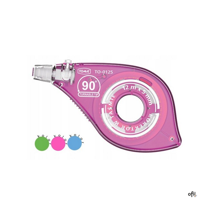 Korektor w taśmie, przekręcana końcówka, 12m , 5mm, biały TO-0125 Toma