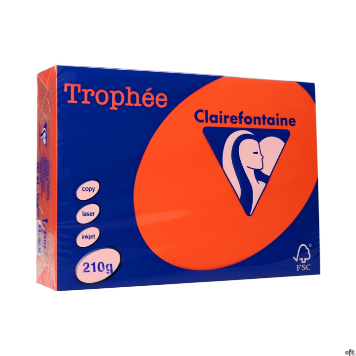 Papier xero A4 210g czerwień kardynalska TROPHEE xca42207 250 ark.