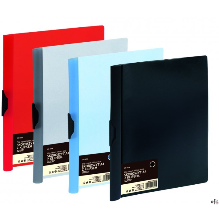 Skoroszyt A4 z klipem GR-505K, szary, polipropylen 120-1794