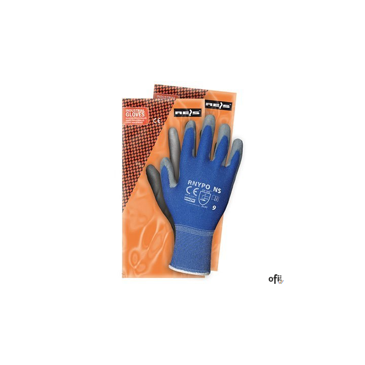 Rękawice powlekane niebiesko-szare Rozmiar 8 RNYPO