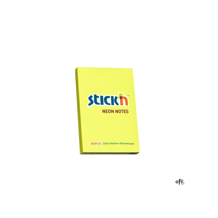 Bloczek STICKN 76x51mm żółty neon 100k 21132