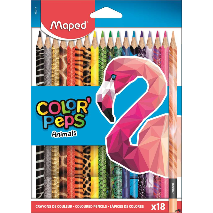 Kredki COLORPEPS ANIMALS trójkątne 18 szt pud. z zaw. 832218 MAPED