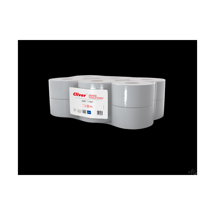 Papier toaletowy CLIVER jumbo 130/1 makulatura szary (opak 12 szt.) 6231