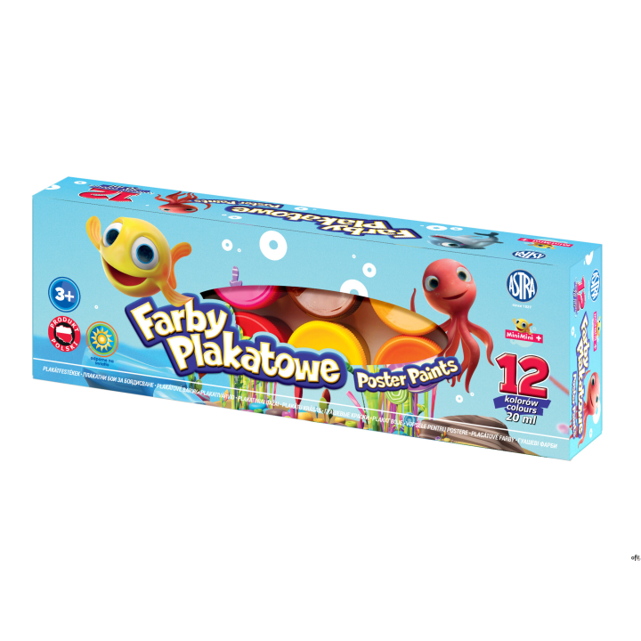 Farby plakatowe 12 kolorów 20 ml - Mini Mini ASTRA, 301221010