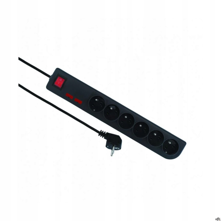 Listwa zasilająca przedłużacz 6 gniazd, 5m, czarny, wyłącznik, 2xbezpiecznik, uziemienie PSF2-605-2