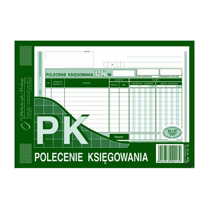 412-3 Polecenie księgowania A5(o+k) MICHALCZYK&PROKOP 80 kartek