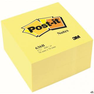 Kostka samoprzylepna POST-IT_ (636B), 76x76mm, 1x450 kart., żółta