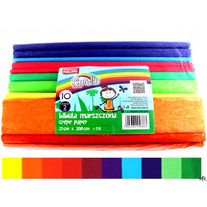 Bibuła marszczona krótka, zestaw 2, 10 szt. FIORELLO 170-2301