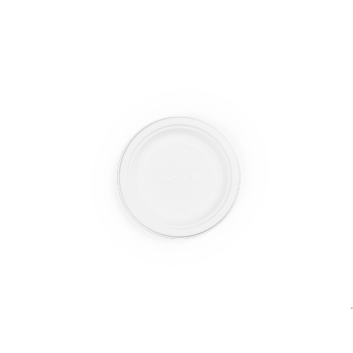 Talerz z trzciny cukrowej, 18cm, biały, op.50 szt. 100% biodegradowalny