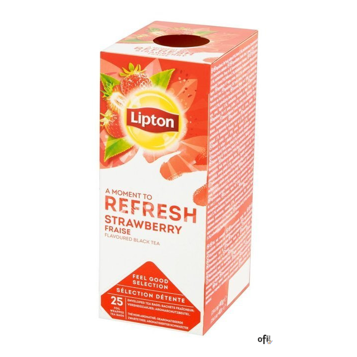 Herbata LIPTON REFRESH Strawberry (25 kopert fol.) czarna