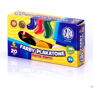 Farby plakatowe Astra 6 kolorów - 20 ml, 301109001