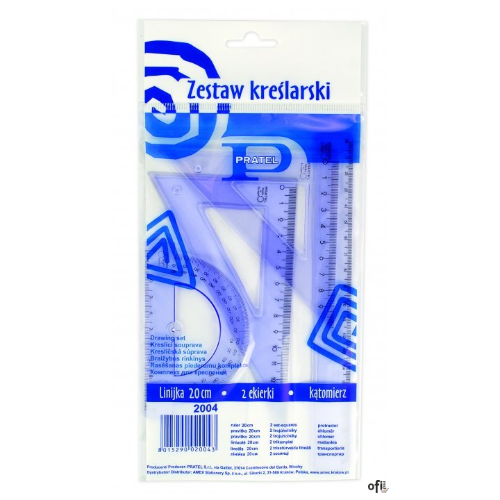 Komplet geometryczny z linijką 20cm 2004 MemoBe by PRATEL MK106-00