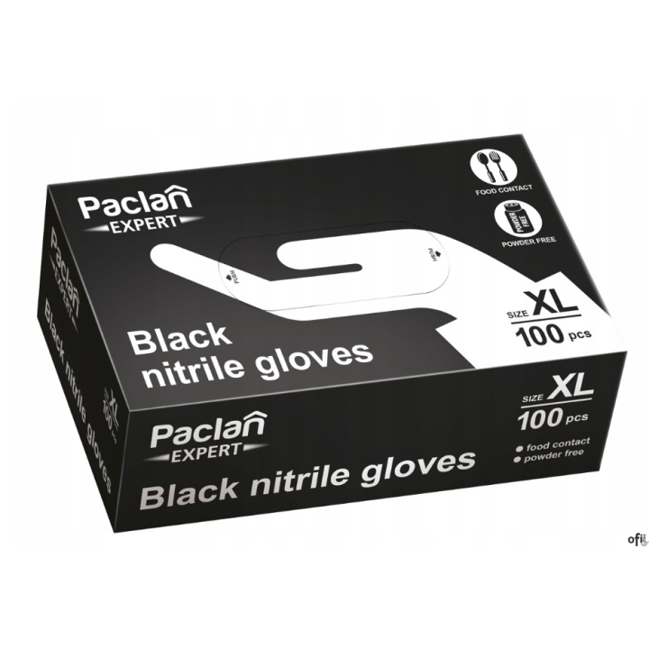 Rękawice nitrylowe czarne XL 100szt. PACLAN