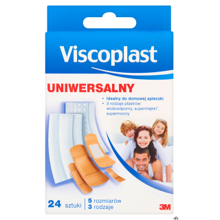 Zestaw plastrów VISCOPLAST, 24szt., 3rodzaje/5rozmiarów UNIWERSALNE YP201111603