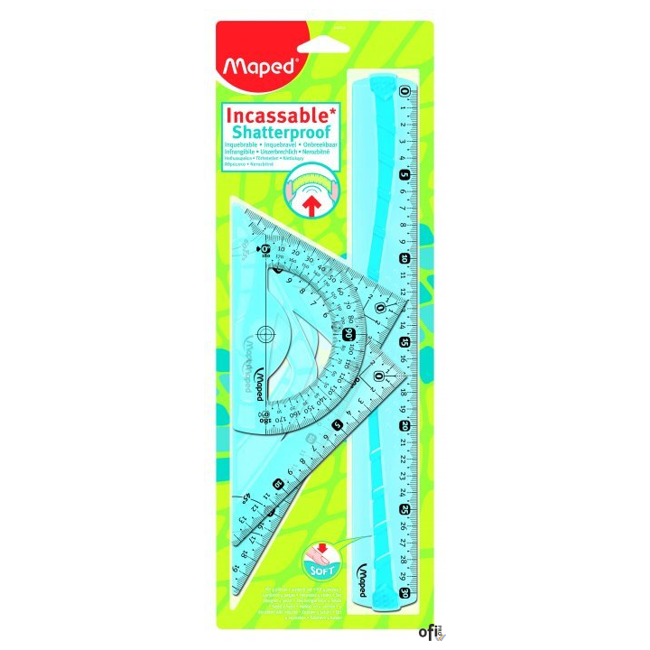 Zestaw geometryczny linijka 30 cm, 2 ekierki i kątomierz MAPED 244304