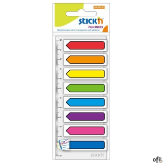 Zakładki indeksujące Strzałki 8x15szt.+Linijka STICKN 21466