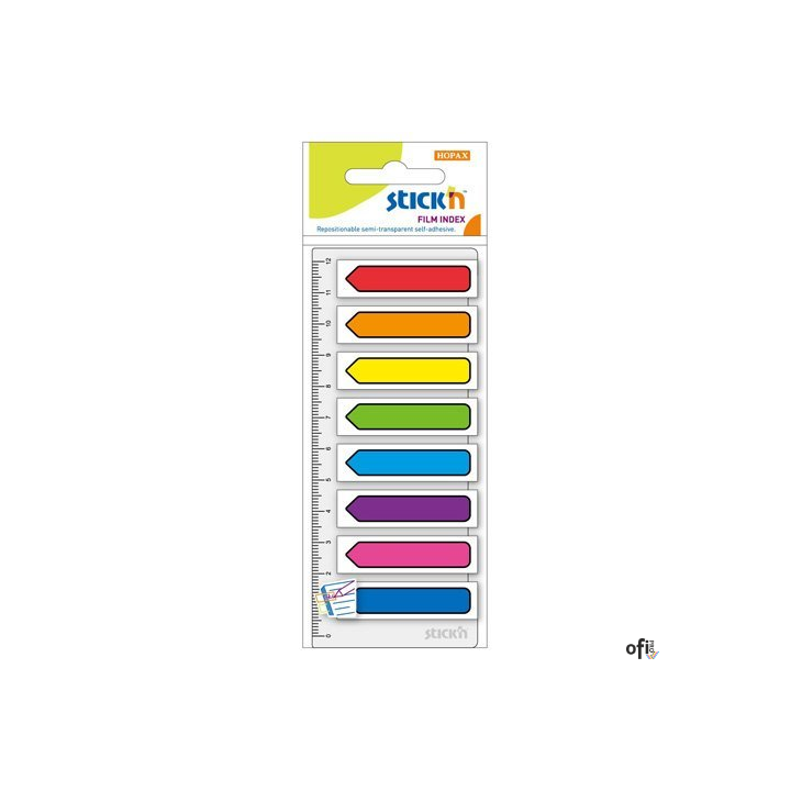 Zakładki indeksujące Strzałki 8x15szt.+Linijka STICKN 21466