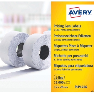 Etykiety cenowe do metkownic PLP1226 12x26 rolka do metkownicy jednorzędowej Avery Zweckform, trwałe, białe