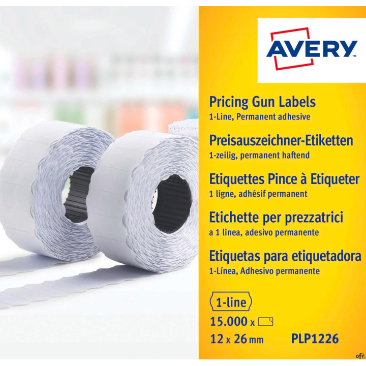Etykiety cenowe do metkownic PLP1226 12x26 rolka do metkownicy jednorzędowej Avery Zweckform, trwałe, białe