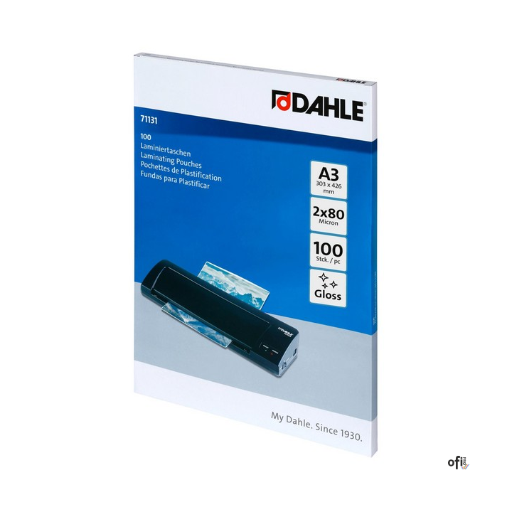 Folia do laminacji Dahle A3 (303x426mm), 160 (2x80) mikronów, 100 szt. w opakowaniu