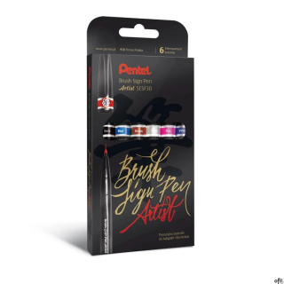 Zestaw precyzyjnych pędzelków do kaligrafii i liternictwa  SESF30C-ST6ACENPVPL PENTEL