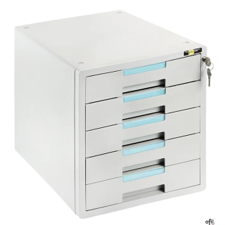 Szafka na dokumenty YELLOW ONE YL-SP05GY plastikowa - 5 szufl. + zamek, szaro-niebieska 120-1893