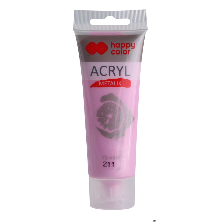 Farba akrylowa 75ml, różowy metalik, Happy Color HA 7370 0075-211