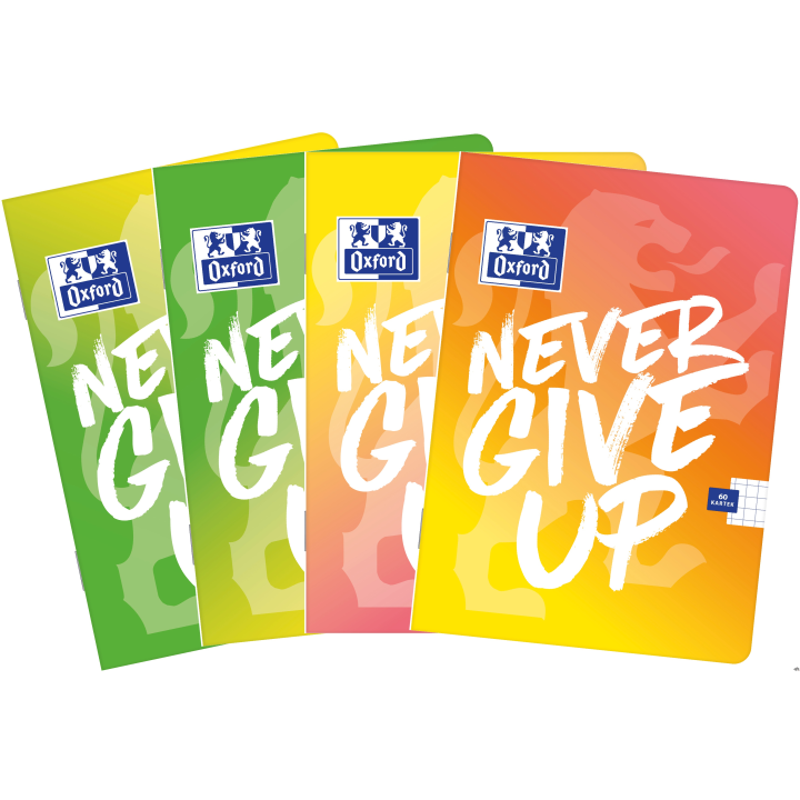 Zeszyt w linię z marginesem Never Give Up Touch mix kolor A5 60 kartek, OXFORD 400114797