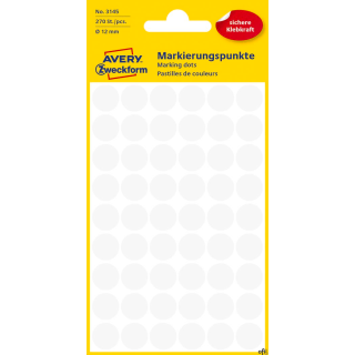 Kółka do zaznaczania białe 3145 Q12 5 ark. trwałe Avery Zweckform
