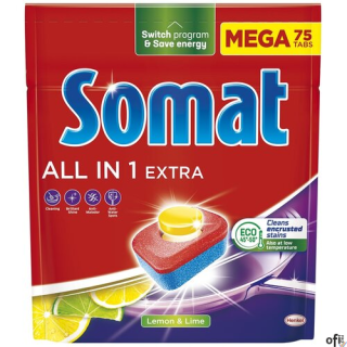 SOMAT Tabletki do zmywarki MEGA 75 szt. All in one Extra  Lemon 09282