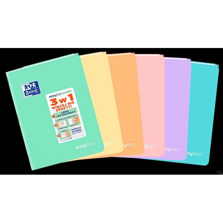 Zeszyt OXFORD PP EASYBOOK pastel A4 60k 90g mix kratka z marginesem 400161237