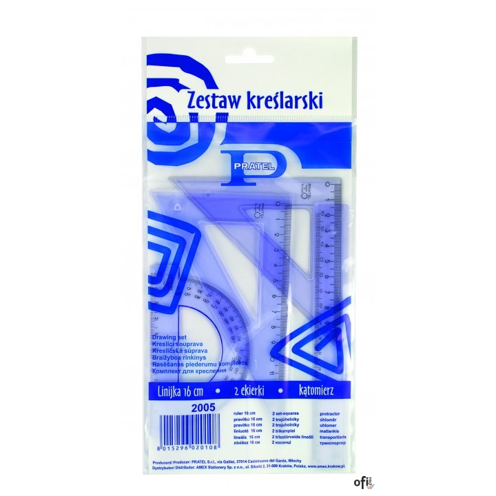 Komplet geometryczny z linijką 16cm 2005 PRATEL MK105-00