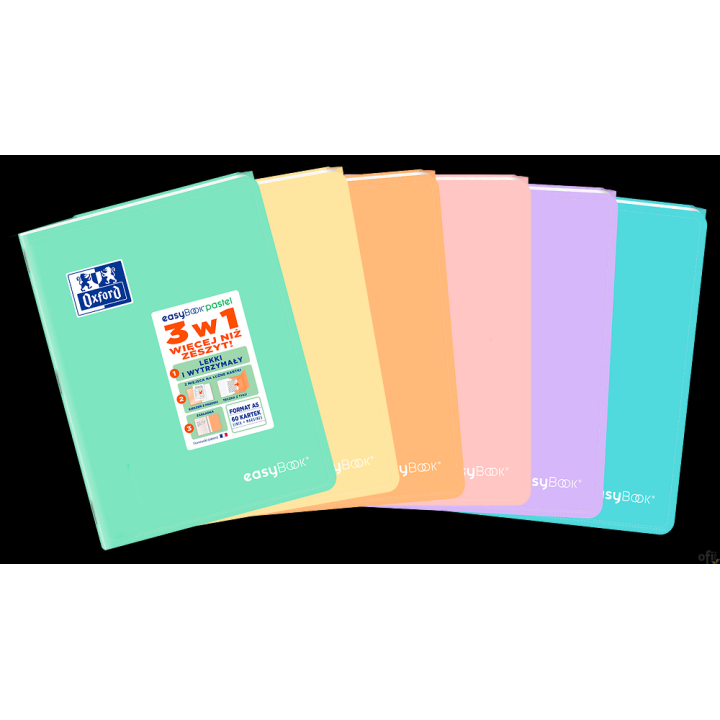 Zeszyt OXFORD PP EASYBOOK pastel A5 60k 90g mix linia z marginesem 400161236