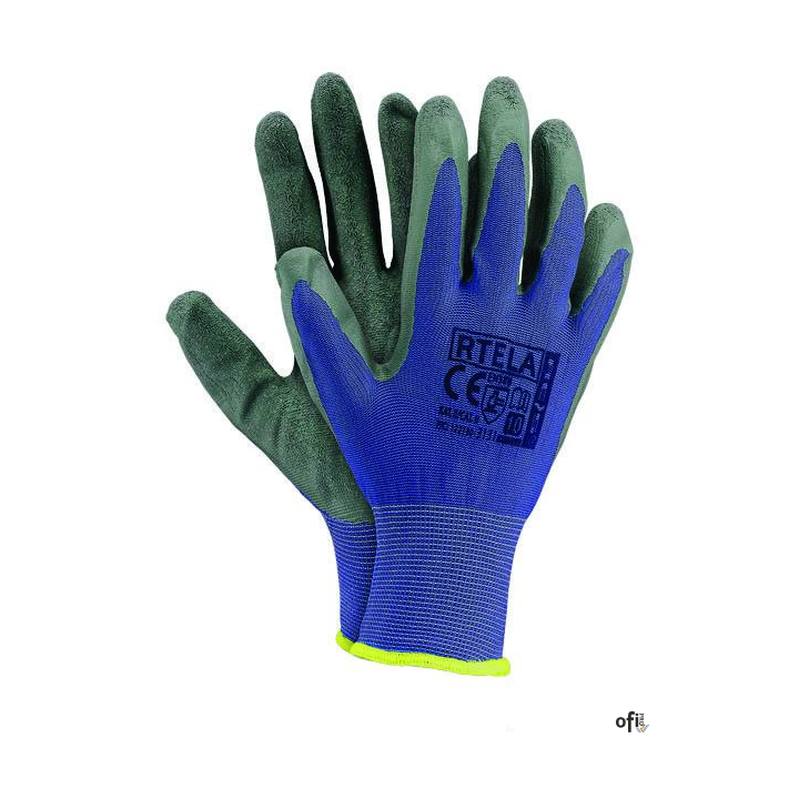 Rękawice powlekane niebiesko-szary rozmiar 8 RTELA