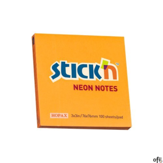Bloczek STICKN 76x76mm pomarańczowy neonowy 100k 21164 STICKN