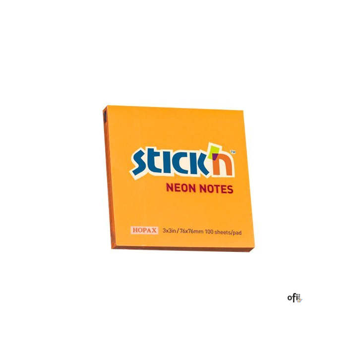 Bloczek STICKN 76x76mm pomarańczowy neonowy 100k 21164 STICKN
