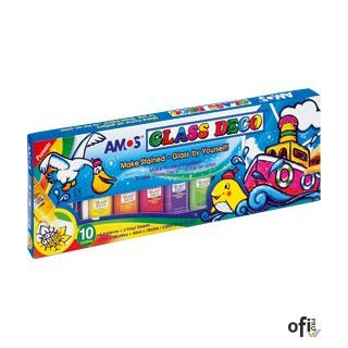 Farby witrażowe GD22P10 AMOS 10 kolorów + kontur 22ml 170-2221 SALE