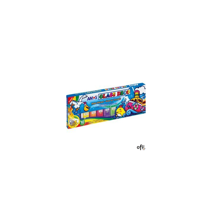 Farby witrażowe GD22P10 AMOS 10 kolorów + kontur 22ml 170-2221 SALE