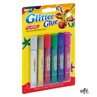 Klej z brokatem GCL10B6 6 kolorów 10,5ml AMOS 170-1031