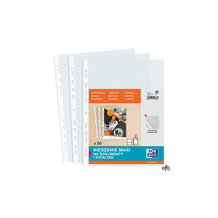 Koszulki groszkowe, A4+ MAXI 90mic. (50szt) 400005483 OXFORD