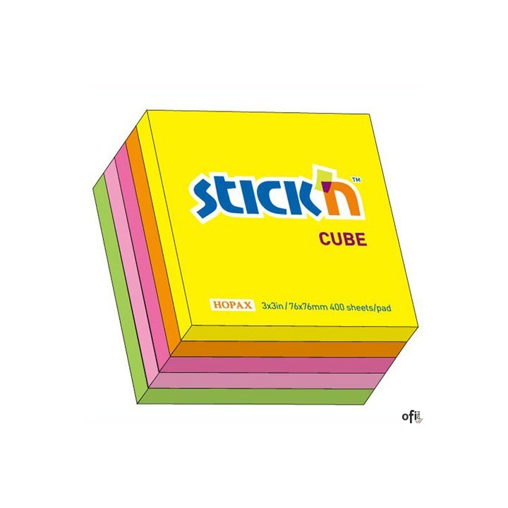 Bloczek STICKN 76x76mm 400k mix 5 kolorów neonowych 21012