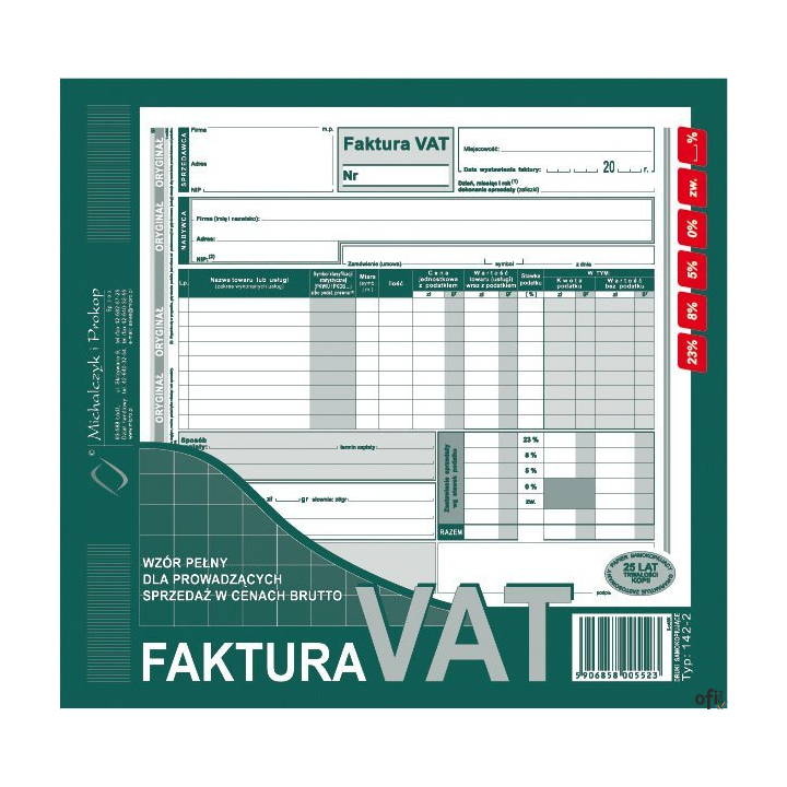 142-2N/E Faktura VAT 2/3 A4(br) brutto)MICHALCZYK I PROKOP