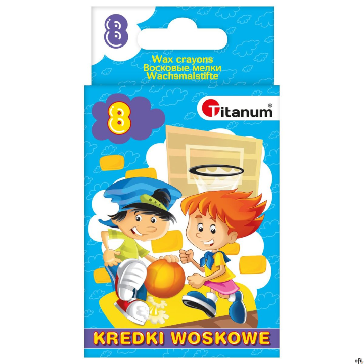Kredki świecowe 8 kolorów wytrzymałe EN71 bezpieczne dla dzieci 2108D/62868 TITANUM