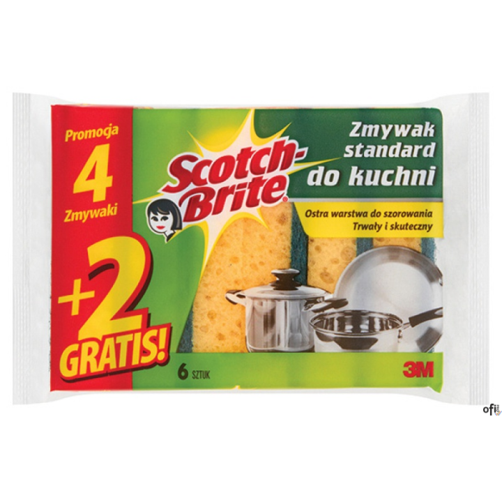 Gąbka _  zmywania SCOTCH BRITE, uniwersalna, do trudnych zabrudzeń, 4+2sz