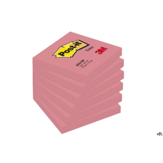 Bloczek samoprzylepny POST-IT (654N), 76x76mm, 1x100 kart., jaskrawy różowy