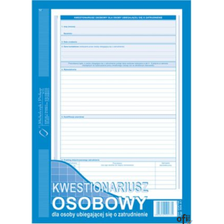 504-A1 Kwestionariusz osobowy dla osoby ubiegającej się o zatrudnienie (offset) Michalczyk