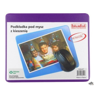 Podkładka pod mysz z kieszenią violet KPM-01-05 BIURFOL