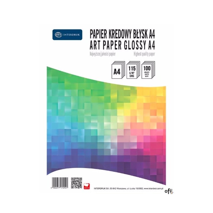 Papier kredowy A4 100ark błysk 115g INTERDRUK