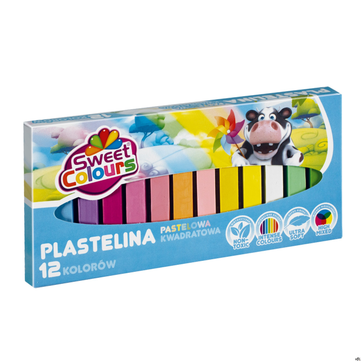 Plastelina kwadratowa pastelowa 12 kolorów Sweet Colours 92397 KOMA-PLAST